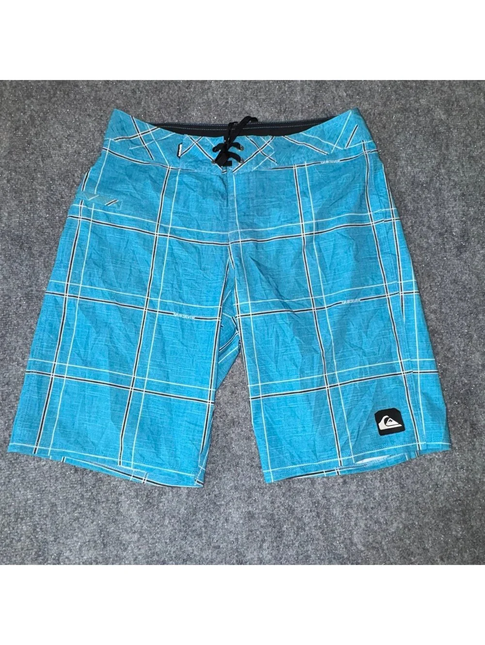 Quiksilver Blue Pinstripe Surf Board Shorts Mens MD Vtg y2k 90s Rare